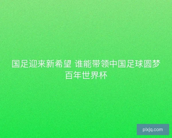 国足迎来新希望 谁能带领中国足球圆梦百年世界杯