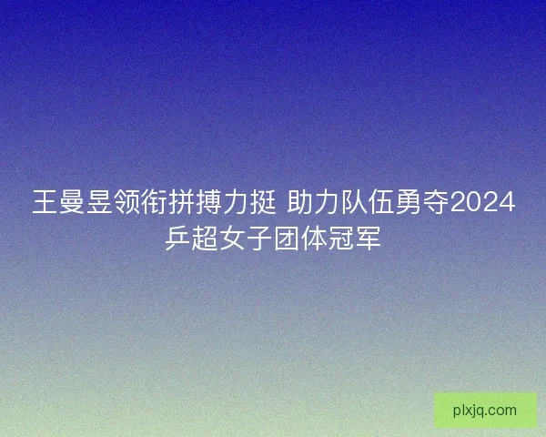王曼昱领衔拼搏力挺 助力队伍勇夺2024乒超女子团体冠军