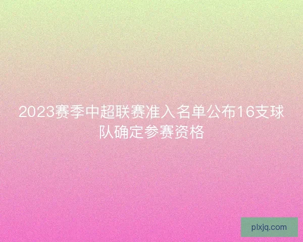 2023赛季中超联赛准入名单公布16支球队确定参赛资格 2023赛季中超联赛准入名单公布16支球队确定参赛资格